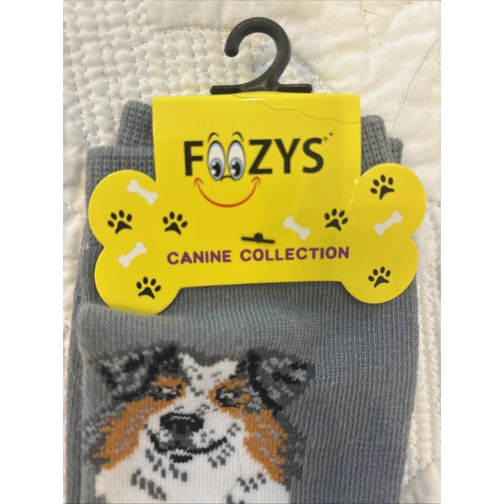 Foozy's Canine Collection‎ Australian Shepherd Socks SZ 9-11 Gray PolyBlend